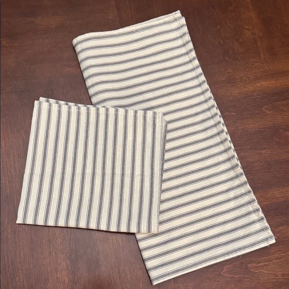 Hobby Lobby Napkins Gray and Cream Striped Cotton